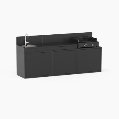 Cuisine Extérieure Noire 3 Modules