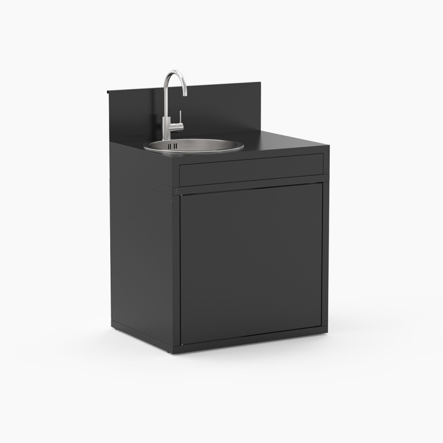 Meuble De Cuisine Extérieure Avec Évier En Acier Fermé