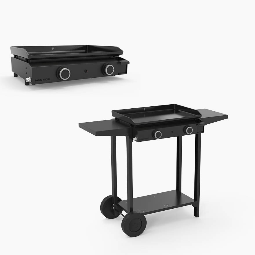 Ensemble Plancha Base Gaz 60 cm et Chariot Noir