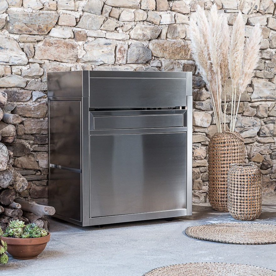 Ensemble Plancha Premium Gaz, Chariot et Capot Inox 60