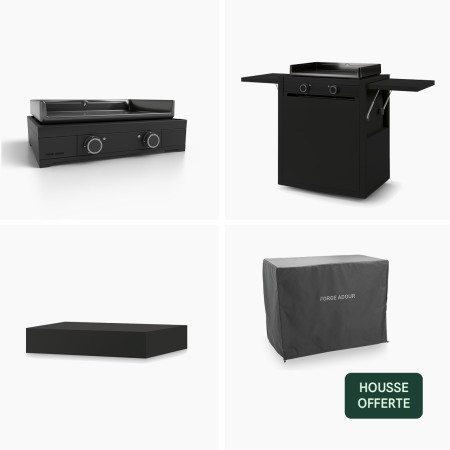 Ensemble Modern 60 Plancha Electrique, Chariot, Capot Noir • Housse OFFERTE 🎁