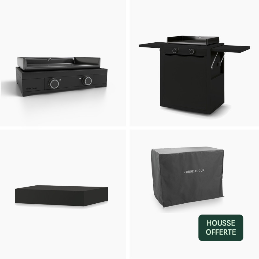 Ensemble Modern 60 Plancha Electrique, Chariot, Capot Noir • Housse OFFERTE 🎁