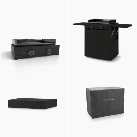 Ensemble Modern 60 Plancha Electrique, Chariot, Capot Noir et Housse