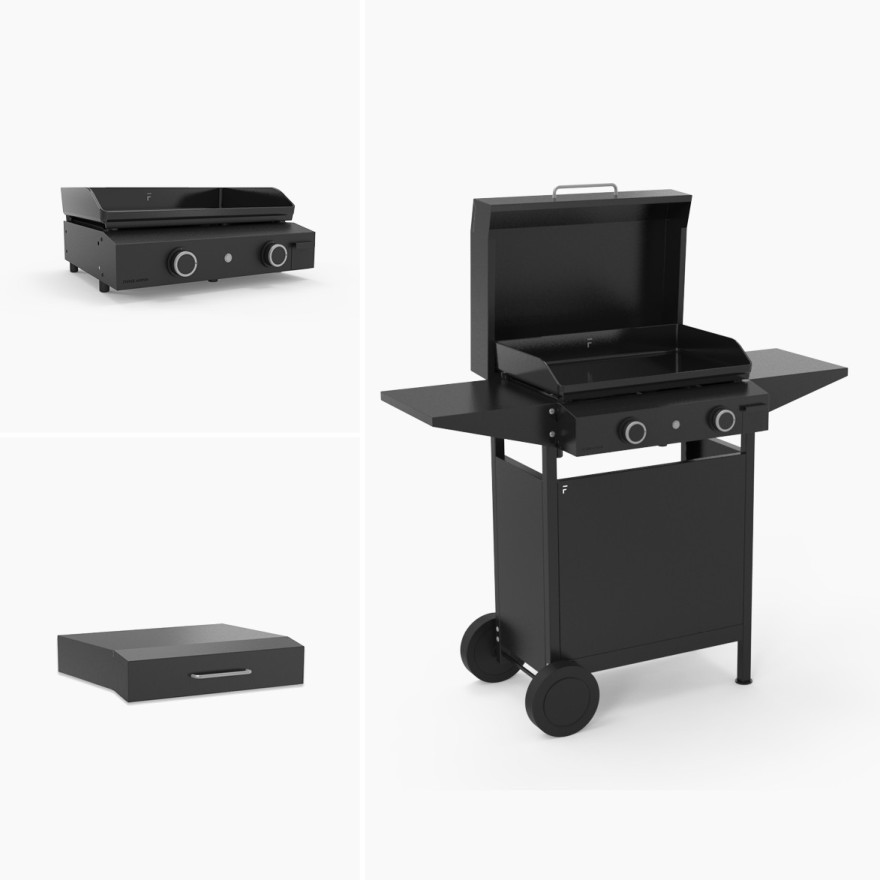 Plancha Origin 60 Gaz Noir + Chariot + Capot | Forge Adour