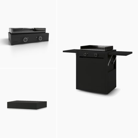 Pack Plancha Modern 60 Électrique, Chariot et Capot Noir | Forge Adour