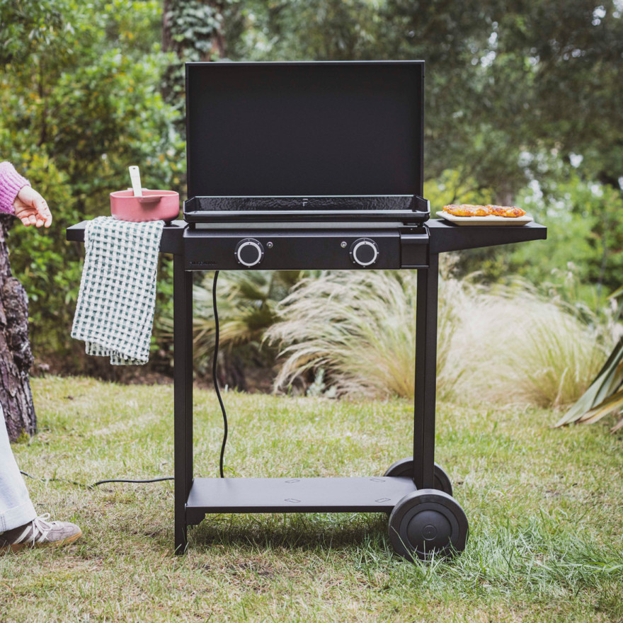 Plancha Base 60 Électrique Noir + Chariot + Capot | Forge Adour