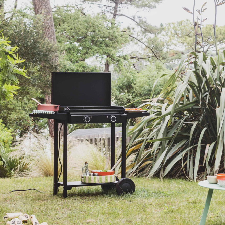 Plancha Base 60 Électrique Noir + Chariot + Capot | Forge Adour