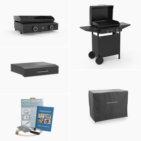 Pack Plancha Origin Gaz 60, Chariot, Capot & Accessoires | Forge Adour