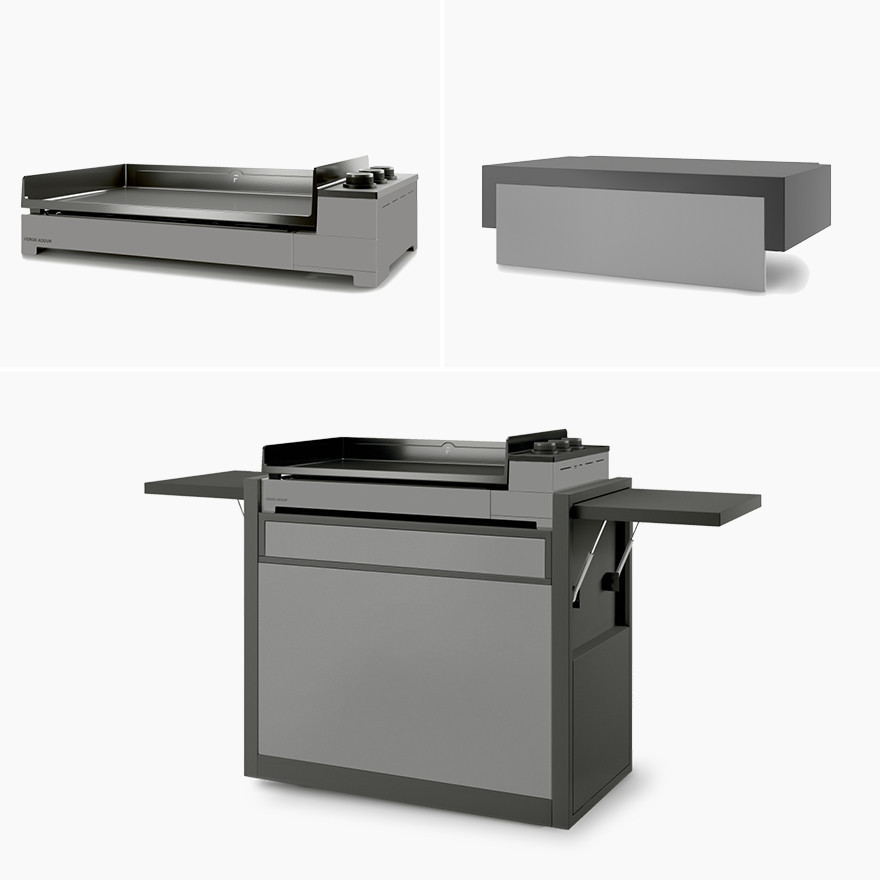 Plancha premium gaz, chariot et Capot acier 75 I Forge Adour