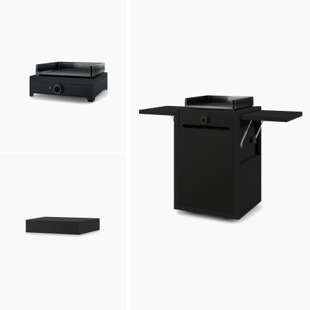 Pack Plancha Modern 45 Électrique, Chariot et Capot Noir | Forge Adour
