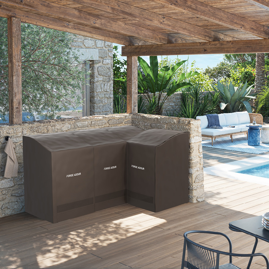 Housse modulaire cuisine extérieure comptoir bar noir | Forge Adour