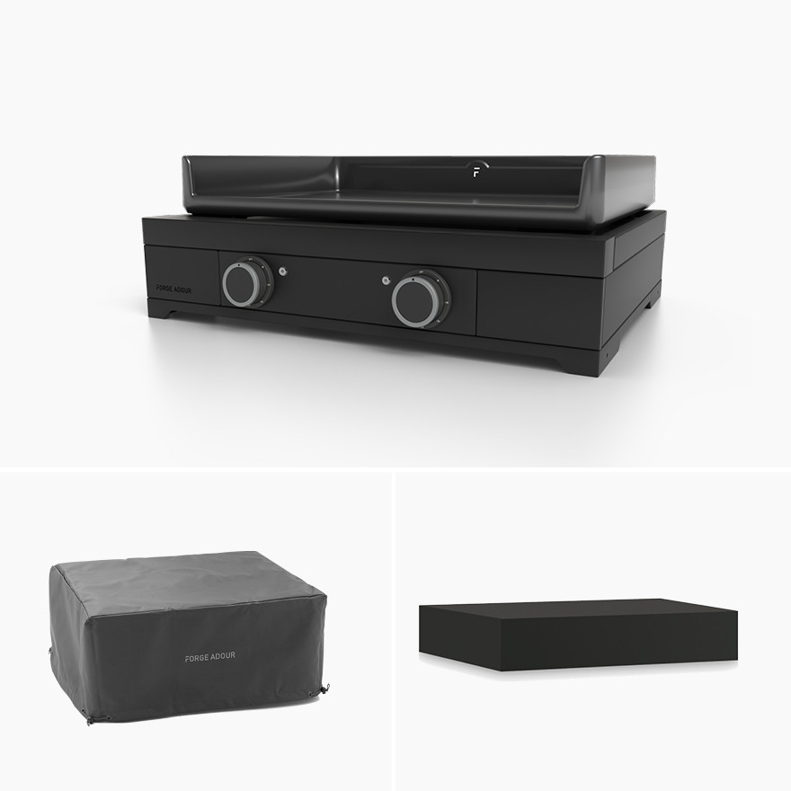 Pack Plancha Electrique Modern 60 cm avec capot + housse | Forge Adour