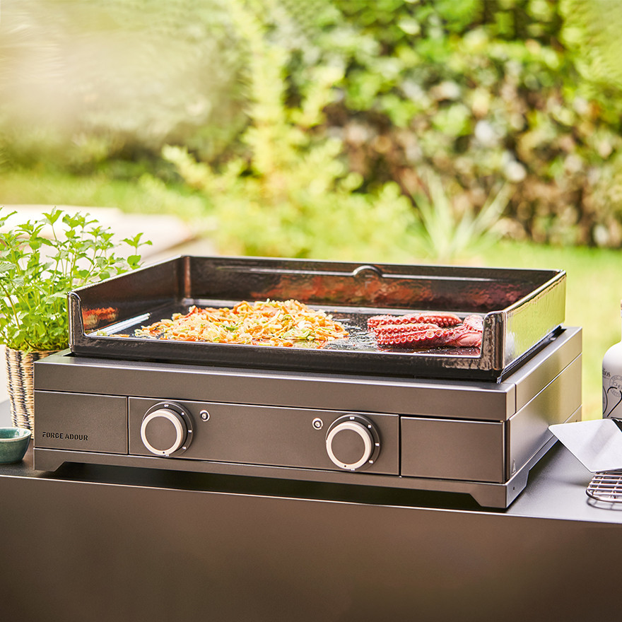 Pack Plancha Electrique Modern 60 cm avec capot + housse | Forge Adour