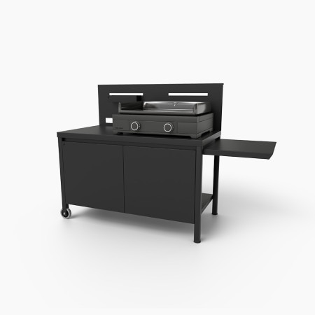 Tafel op wielen met zwart stalen credenza I Forge Adour