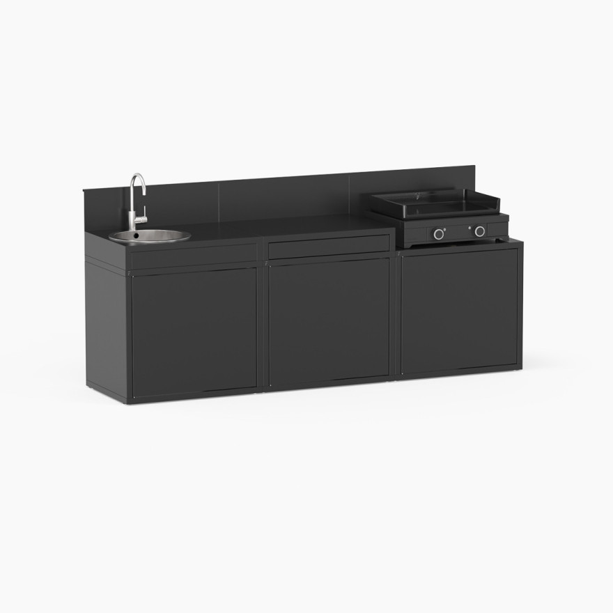 Zwarte buitenkeuken 3 modules