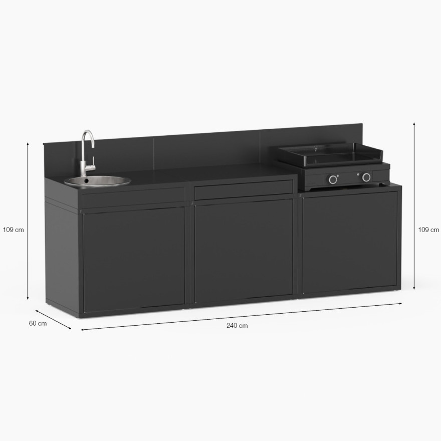 Zwarte buitenkeuken 3 modules