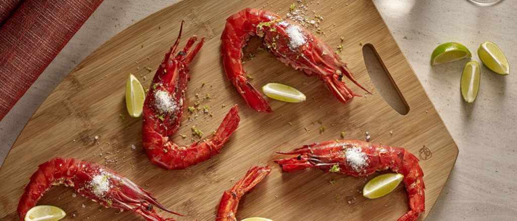 Gamba's carabinero, fleur de sel met citrusfruit, olijfolie